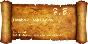 Hambek Boglárka névjegykártya